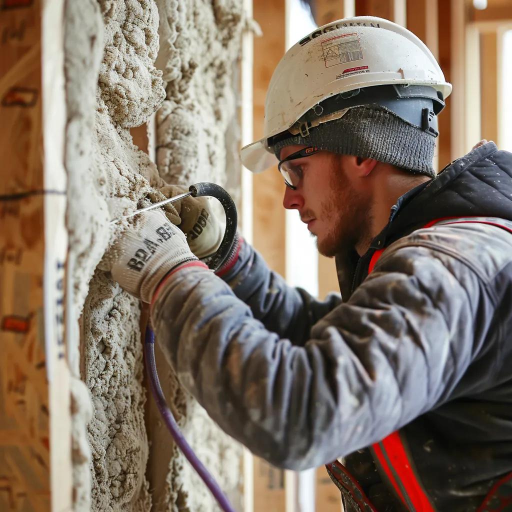 Professional installer demonstrating ECO Bead cavity wall insulation injection method