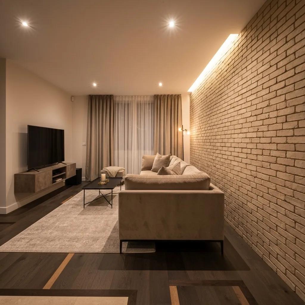 Cozy living room illustrating the benefits of blow-in insulation with double-brick walls